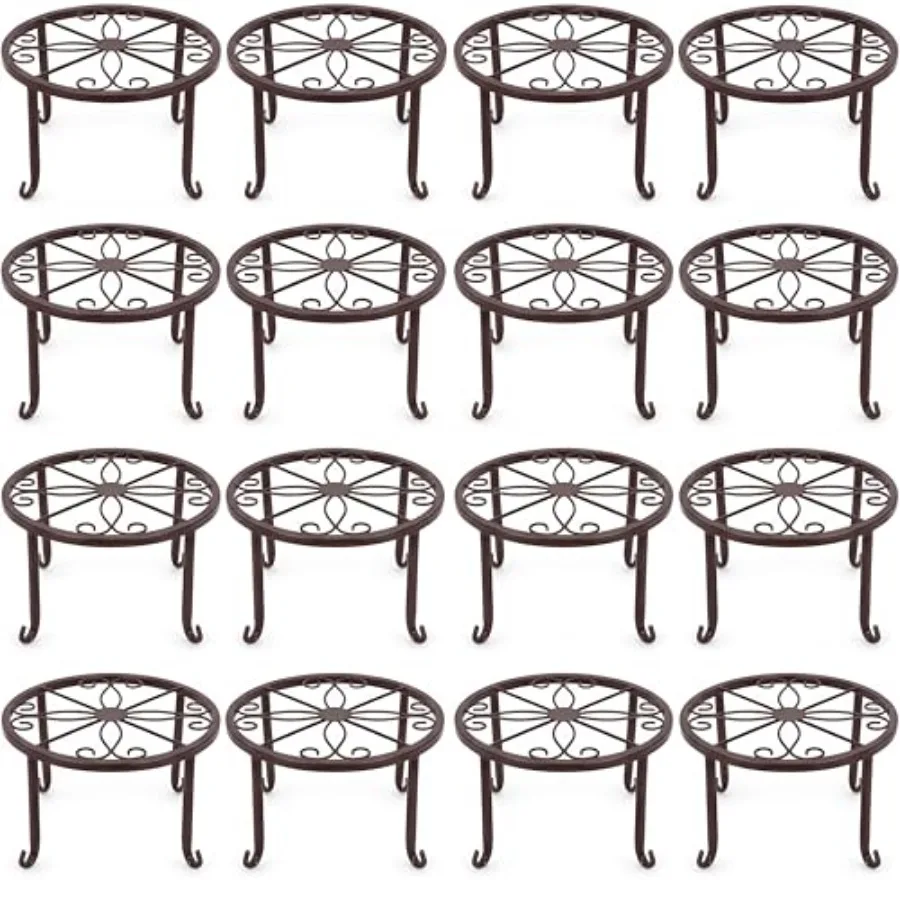 

12 Pack Metal Plant Stands Outdoor Indoor Heavy Duty Flower Potted Holder Anti-Rust Plant Pot Shelf Round Flower Display Rack f