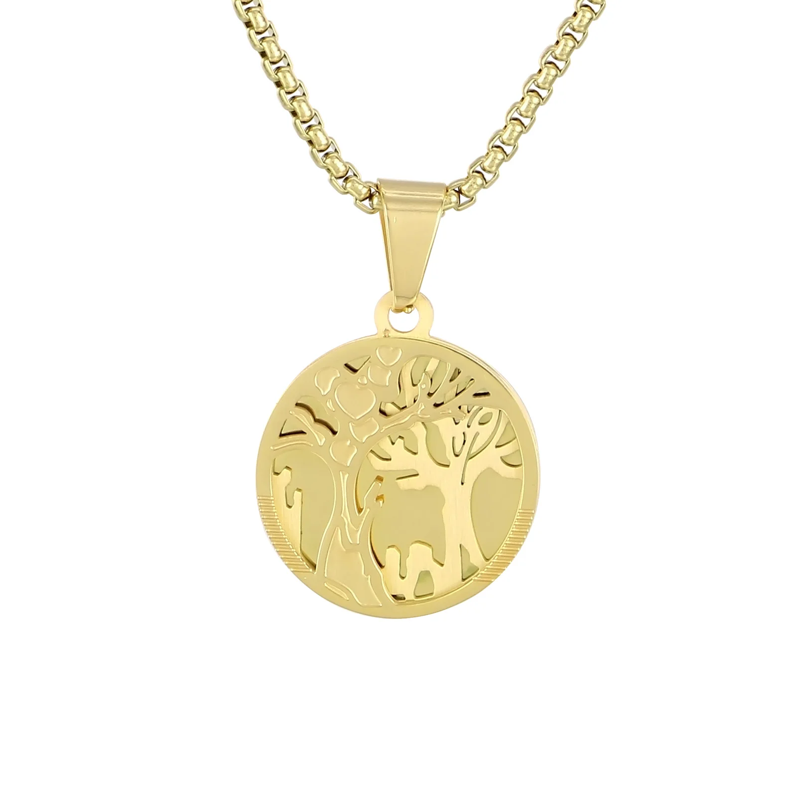Multi-Style Life Tree Pendant Necklace - Stainless Steel 304 - KN281739-KL image 5