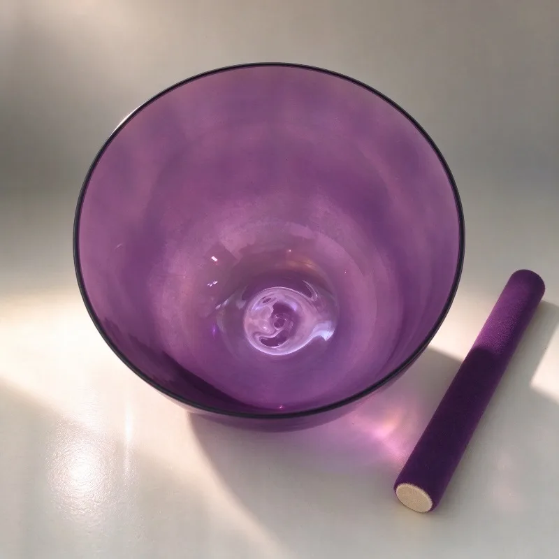 6.75 Inch Sound Bowl 432/440Hz 3 Scale Singing Bowls B Tone Crystal Sound Bowls Purple Healing Meditation Percussion Instruments