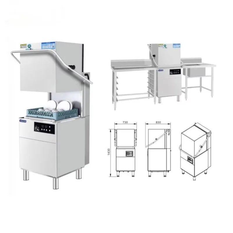 Commercial Automatic Hood Type Dishwasher Machine Stainless Steel Restaurant & Hotel Cleaning Appliance Household Kitchen Use