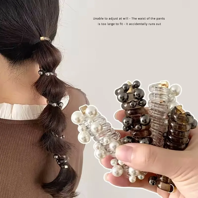 

Pearl Hair Loop, High Elasticity Headband, High Ponytail Braided Hair Artifact, Telephone Cable, High-end Headwear Accessory