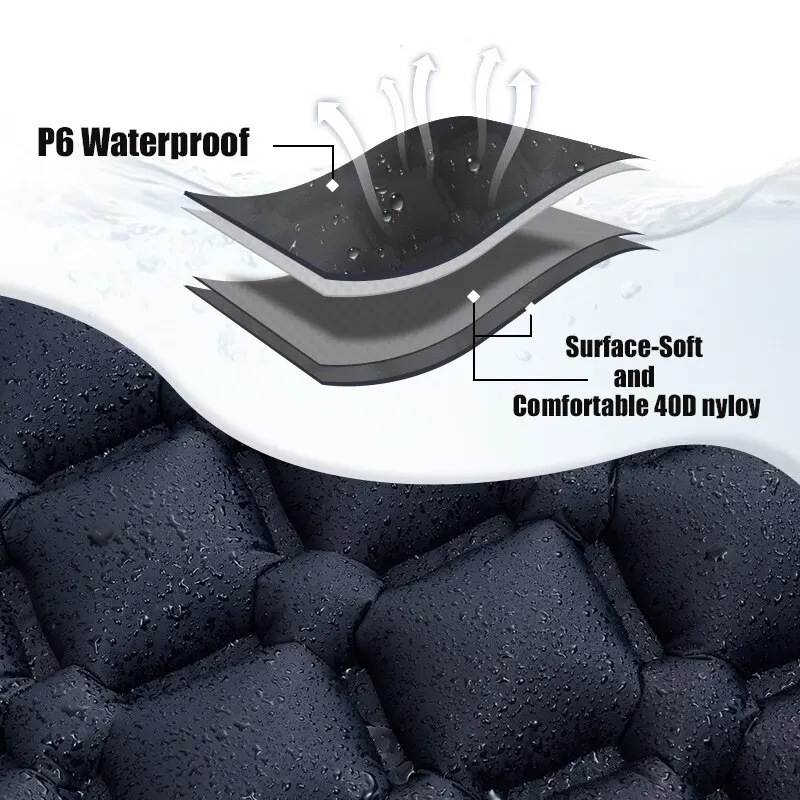 Ngoài trời cắm trại Inflatable Nệm ngủ pad với gối siêu nhẹ không khí Mat được xây dựng trong Inflator bơm đi bộ đường dài