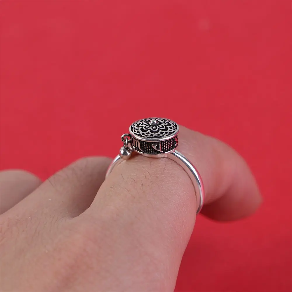 Adjustable Transfer ring Buddhism Rotatable Hua Tai Sui Female Rings Korean Style Ring Amulet Opening Ring Ethnic Style Ring