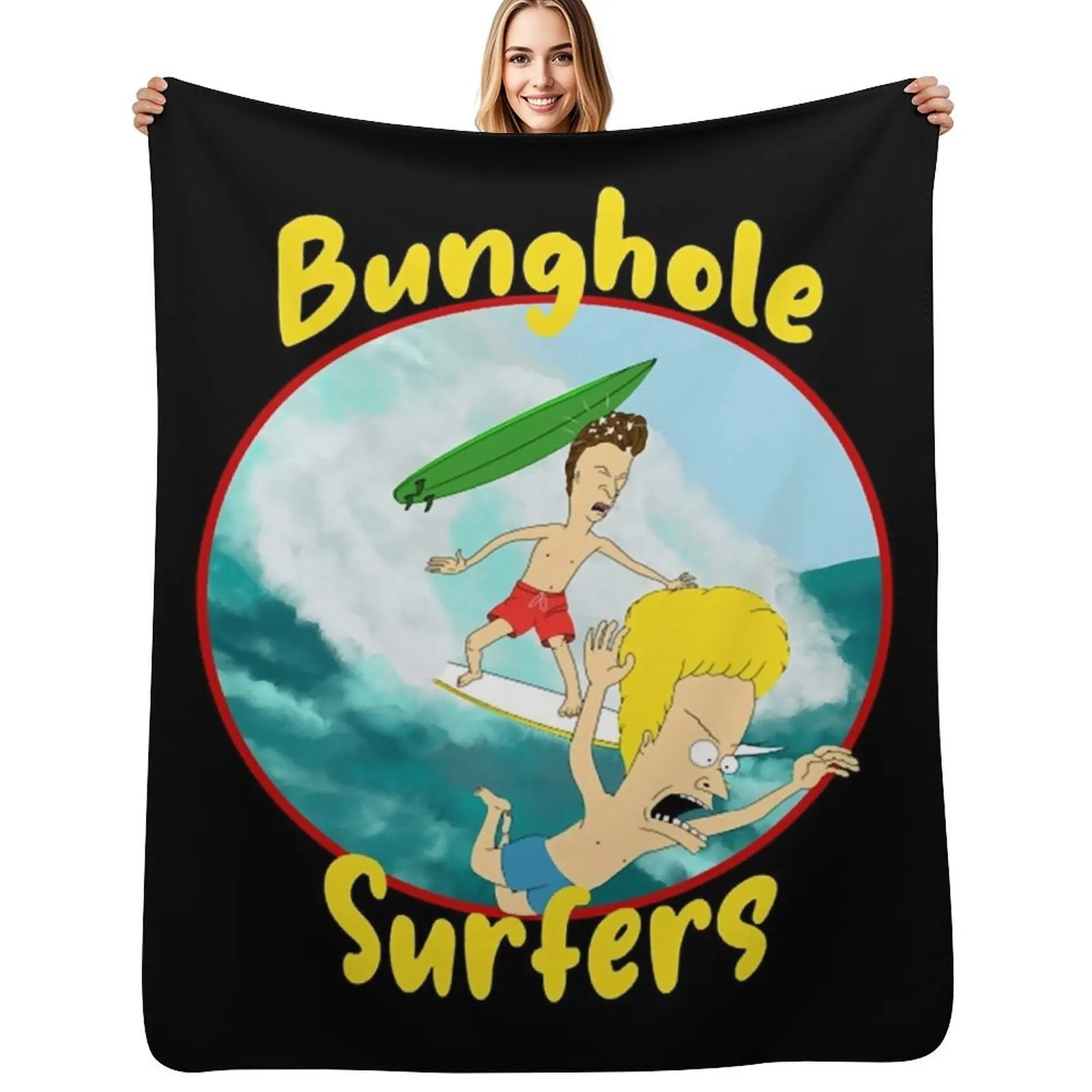 

Bunghole Surfers Throw Blanket Bed linens Sofa Quilt Thermal Loose Blankets