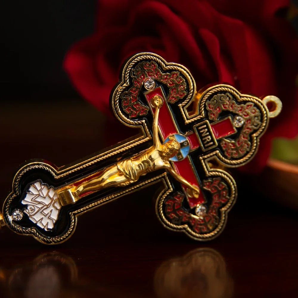 HTISOK Katholischer Kerzenhalter Kreuz Doppelkerzenhalter Religiöse Kirchendekoration Christliches Geschenk Katholischer Kerzenhalter – Detail 4