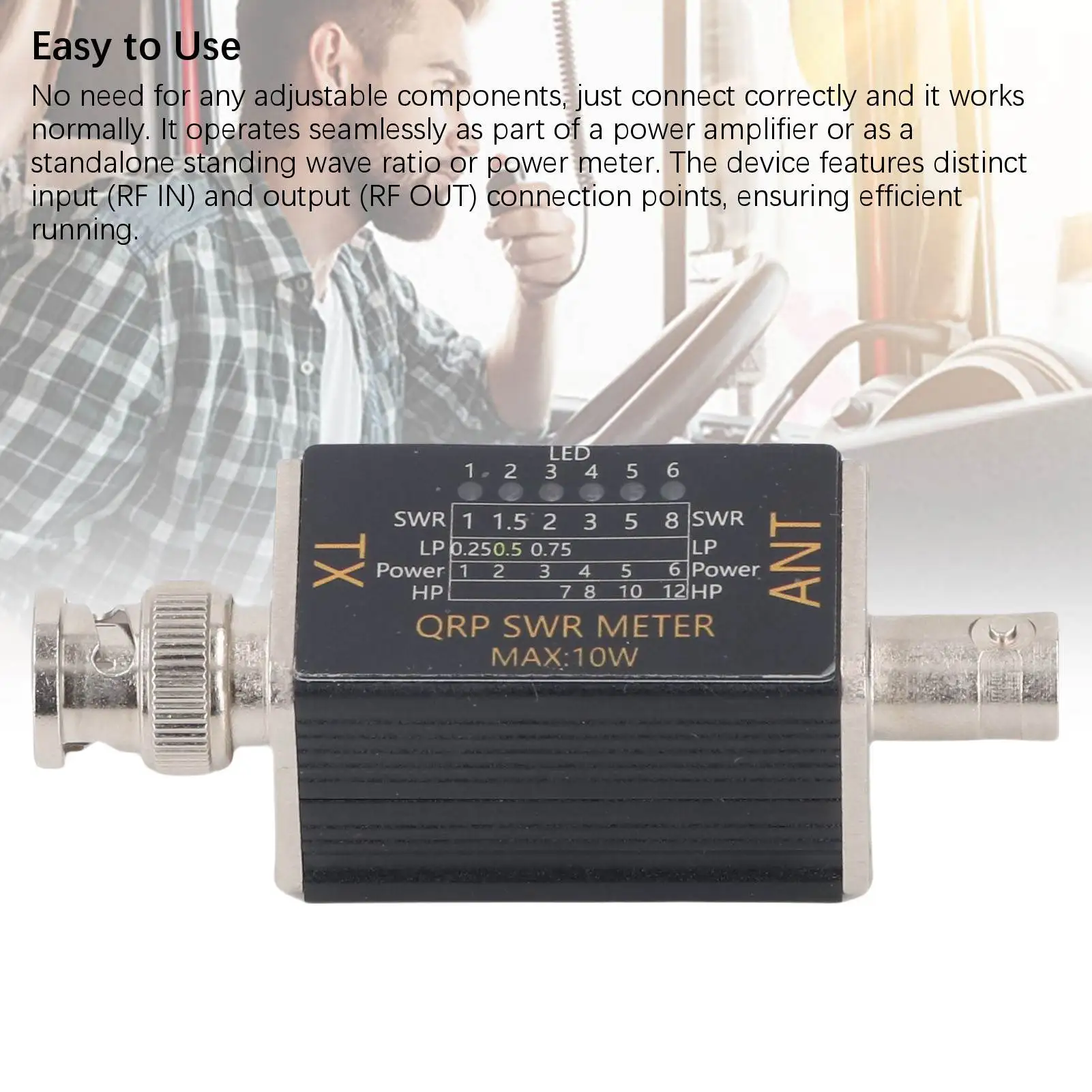 مقياس نسبة واقفة SWR متر 10 واط 1 إلى 50 ميجا هرتز مقياس نسبة قائمة مع 6 مؤشرات LED لنظام البث الراديو