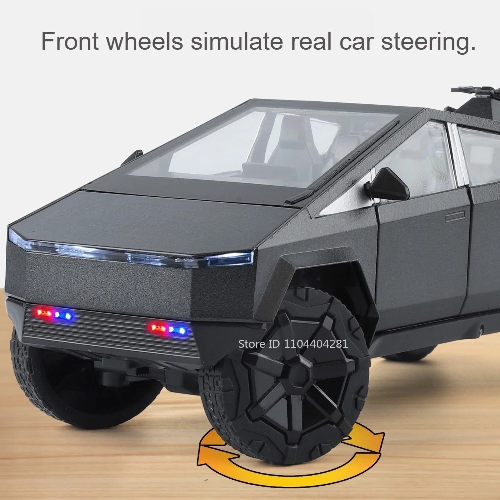 1:24 Pickup S680 Model Toys Alloy Diecast Car Front Wheel Steering Doors Opened Sound Light Pull  Back Vehice Boy Christmas Gift