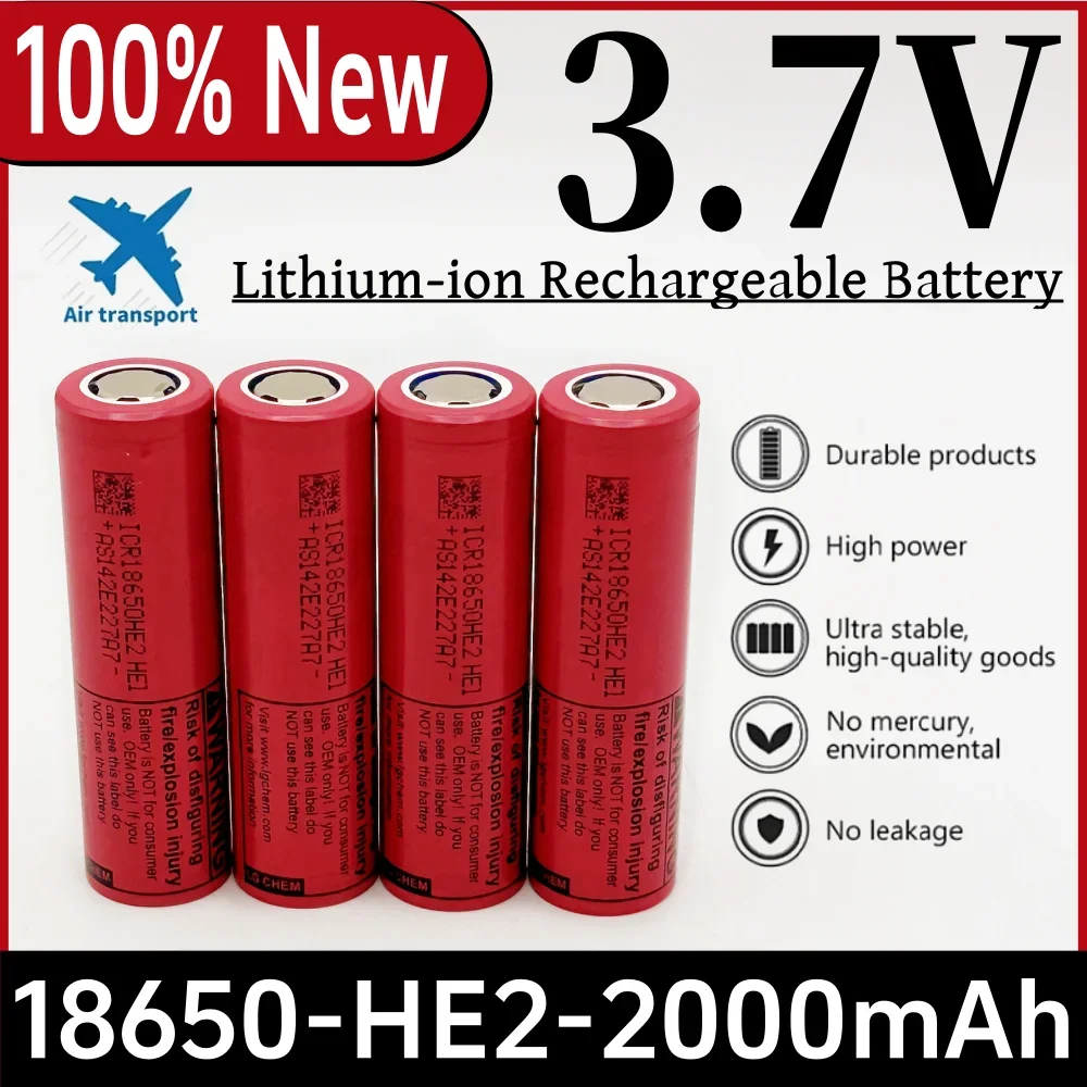 

18650-HE2 3.7V 2000mAh Lithium-ion Rechargeable Battery Safe and durable Suitable for electronic cigarette, headlights, micropho