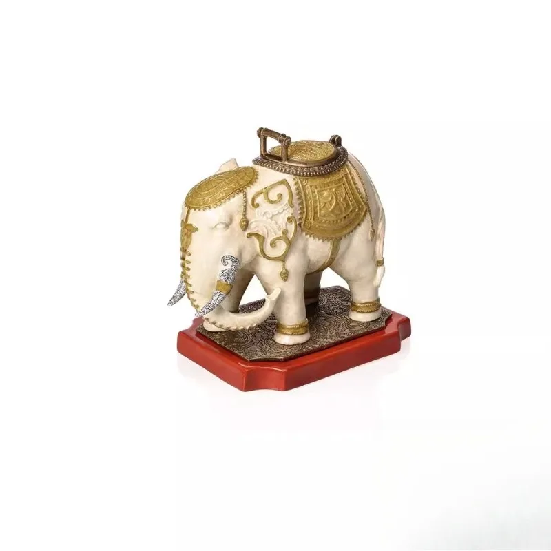 

DG137 porcelain inlaid copper, China red square elephant, office study, tabletop ornament