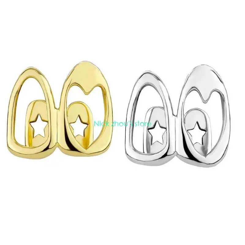 

E15E Adjustable Copper Plated Heart Cutout Teeth Covers Convenient Accessory Decoration for Street Styles Lovers Wear