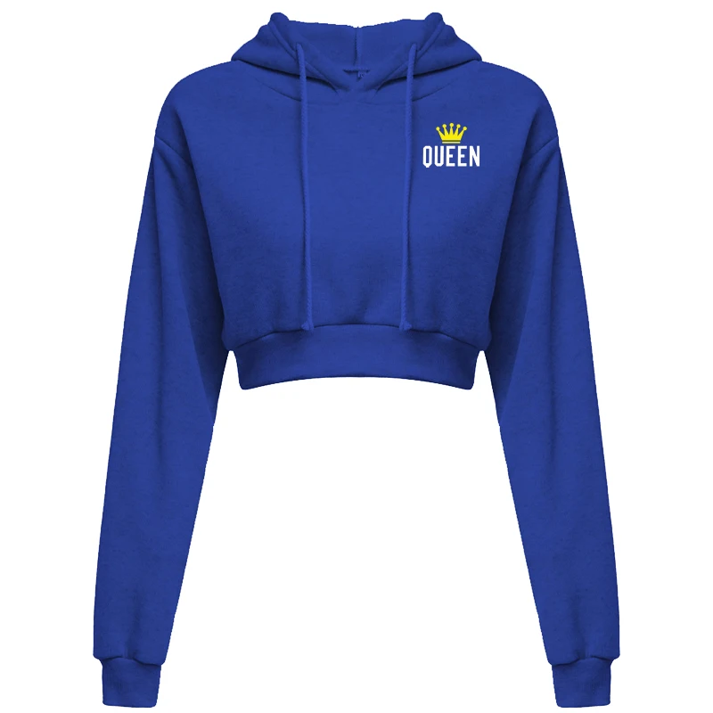 Fashionable women's printed open top hooded sports short jacket with exposed navel hooded sweatshirt casual hoodie