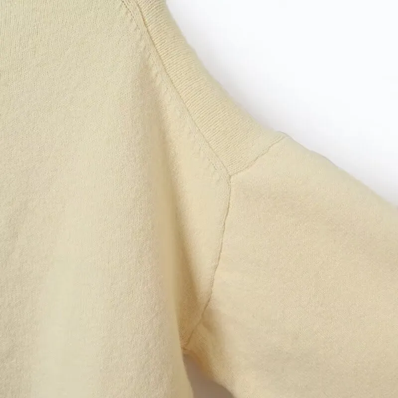 Autunno donna morbido pullover casual semplice maglia O collo maniche lunghe tinta unita maglione corto top femminili