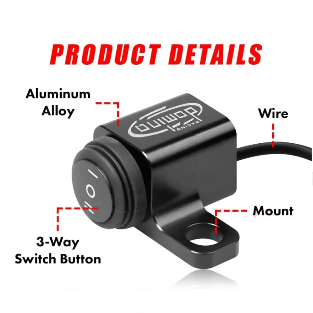 Universal Scooter Motorcycle Handlebar Switch Useful 3-Way Moto Light Controller Practical Fog Signals Light Control Button