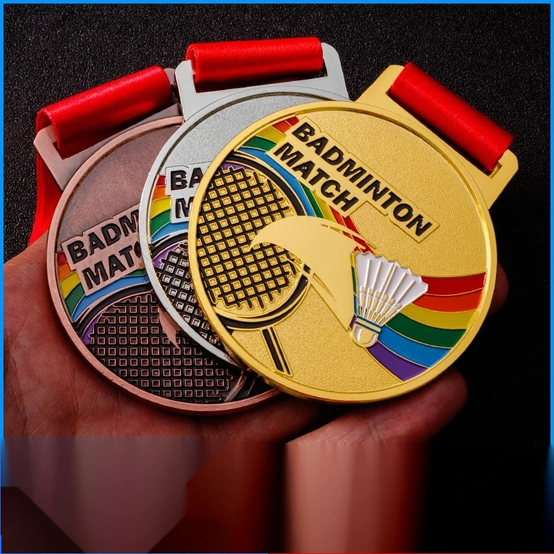 Customized badminton MEDALS, sports meeting competition children's trophies, gold MEDALS, singles and doubles souvenirs