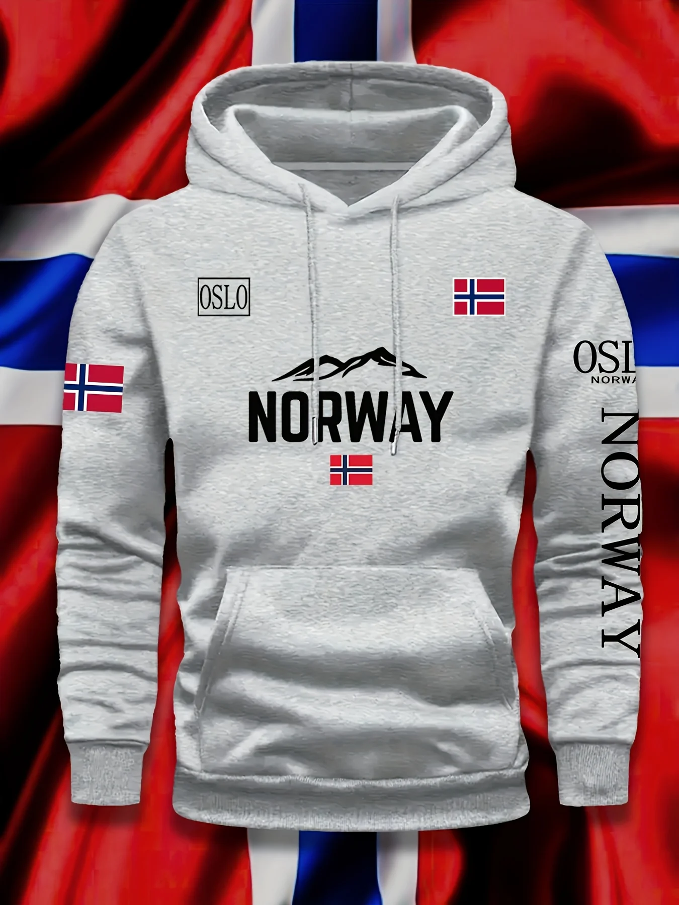 Fall/Winter Men's and Women's Trendy New Style Fashion Norwegian Flag Creative Print Hoodie Outdoor Sports Shirt