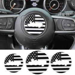 Newest 1Pcs Silica Gel Car Steering Wheel Center Trim Sticker For Jeep Wrangler JK 2007-2017 JL 2018-2023 Interior Decoration