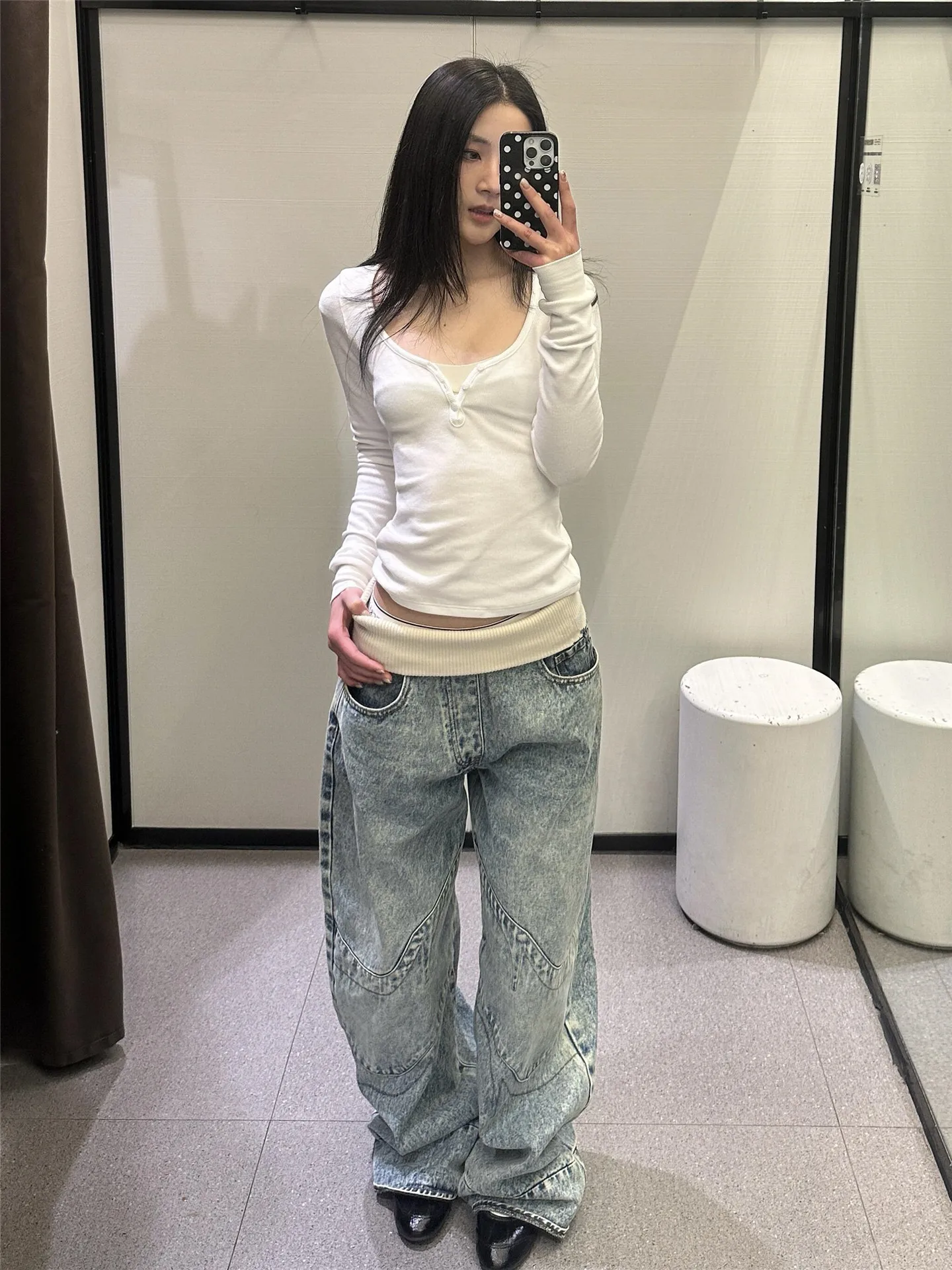 

American Vintage Loose Fit Straight Leg Jeans Women's Summer Low Waist Embroidered Wide Leg Pants Slimming Effect