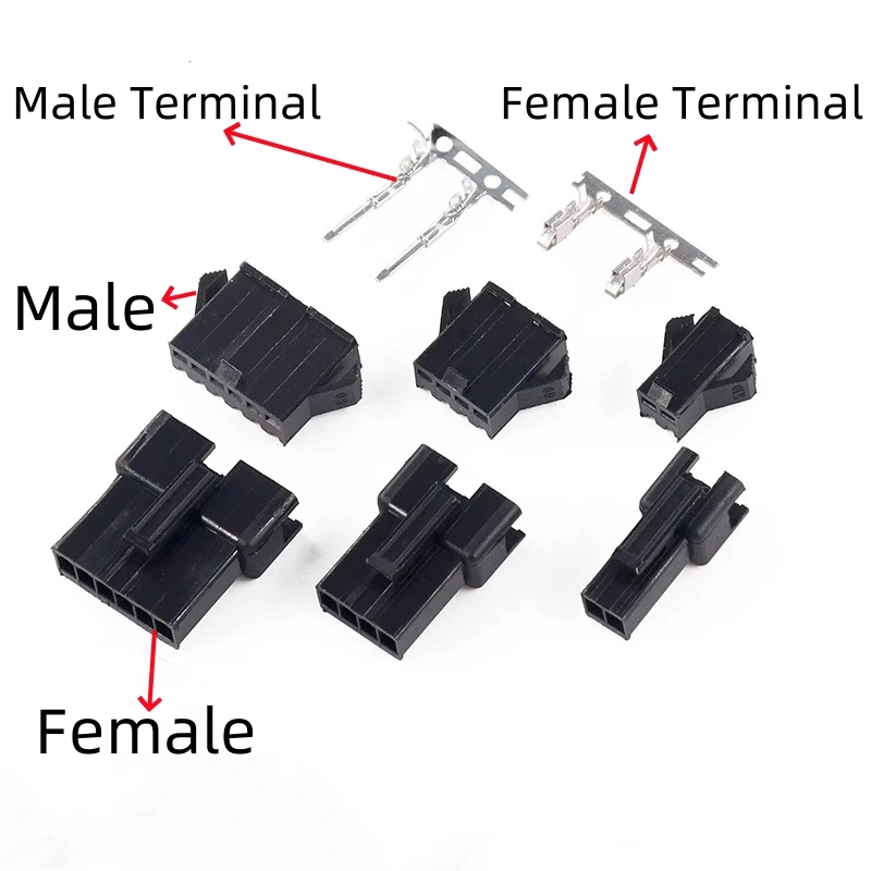 5/10Sets 2/3/4/5/6/7/8/9/10/11/12 Pin Pitch 2.54MM SM Female Male Wire Connector Plug Housing SM-2P SM-2R JST SM2.54