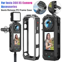 Quick Release Magnetic Bracket PC Rabbit Cage Protective Frame Case With Cold Shoe Mount For Insta 360 X5 Camera Accessories