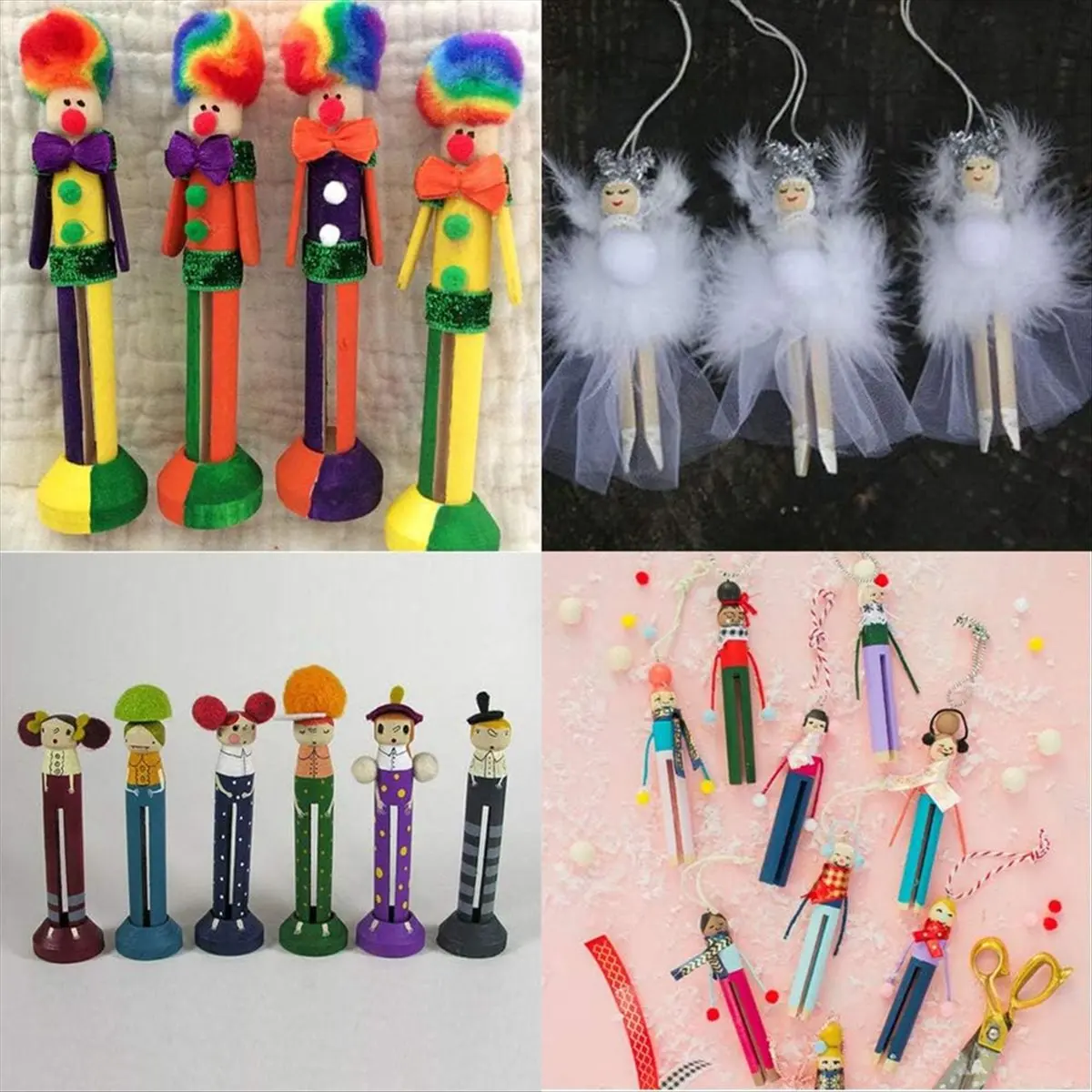 A89X 50 Sets Unfinished Wood Doll Pins Doll Clothespins Wooden Round Peg Wood Clothespins and Stands Craft Supplies