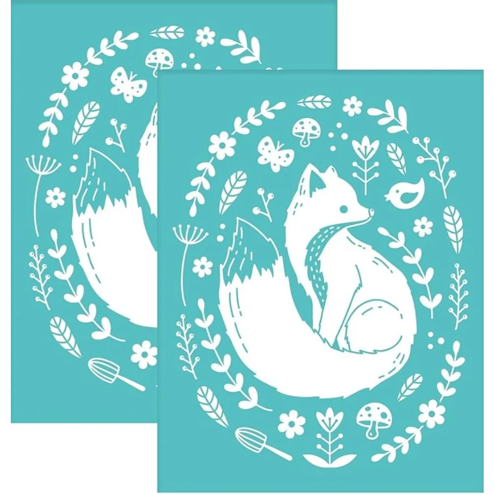 

2Pcs SelfAdhesive Silk Screen Printing Stencil Autumn Fox Theme Silk Screen Stencil Reusable Mesh Transfers Stencil for Paint