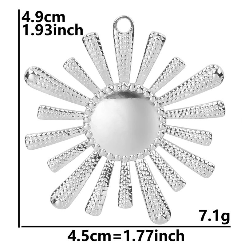6pcs Silver Sun Charm Stainless Steel Jewelry Making
