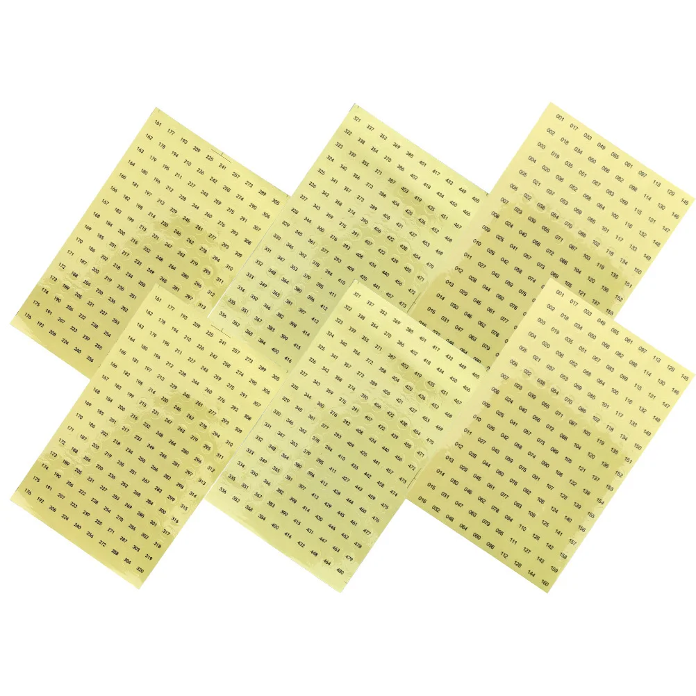 6 Blatt digitale Etikettenaufkleber, wasserfest, langlebig, Nagellack, Farbnummernaufkleber für Nagelkunst, Seriennummern-Etikettenaufkleber