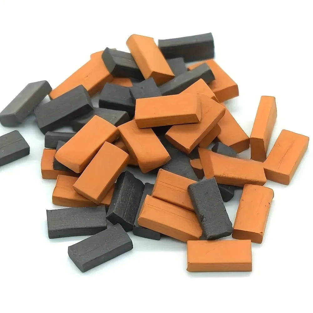 100 Uds. Ladrillos de pared en miniatura a escala 1:16 en rojo y gris para casas de muñecas DIY, modelo edificios, paisajismo, jardines, cocinas, modelo pequeño