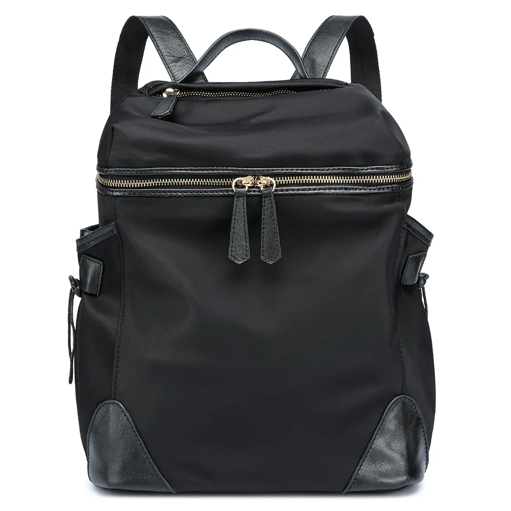 Genuine Leather Color-block Simple Nylon Urban White-collar Backpack Female Luggage Bag Fashion School Bags For Teenagers