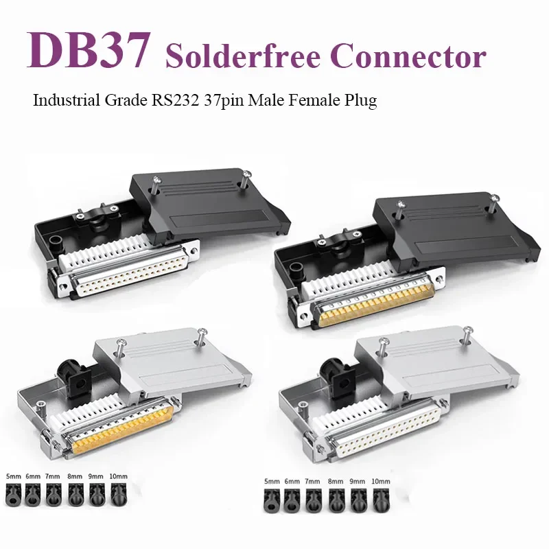 

DB37 Solderfree Connector Small Volume 37Pin Male Female Wiring Terminal Joint Adapter Industrial Grade DB 37 Pin RS232 Plug