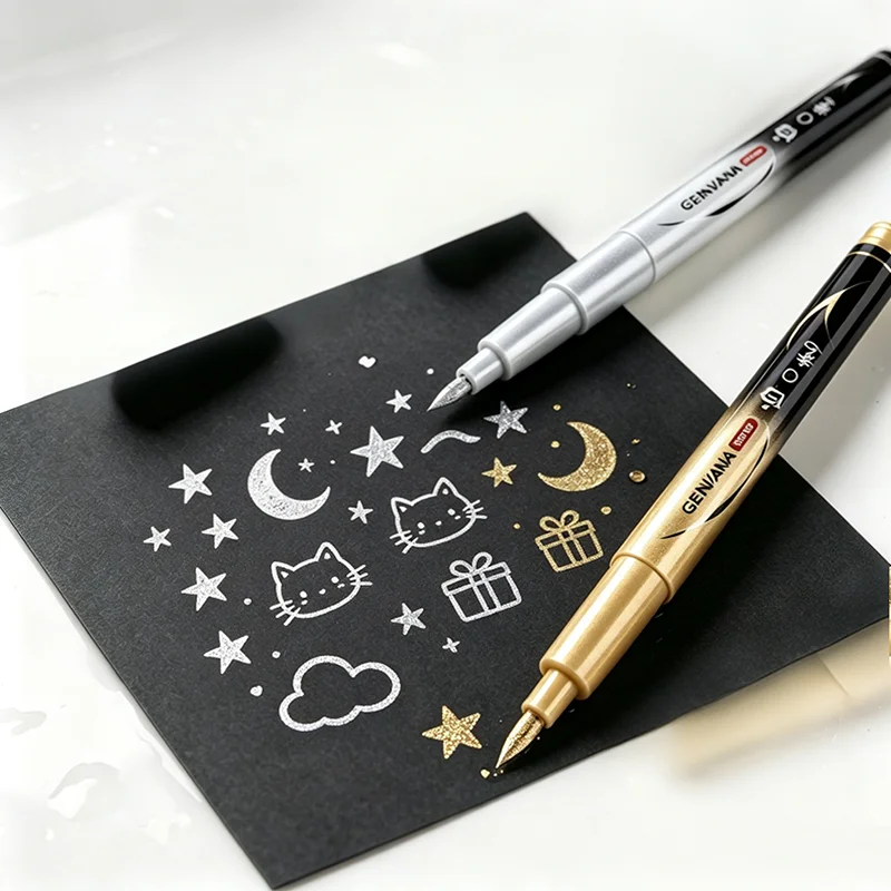 3Pcs Brush Pens – Black/White/Silver, Soft Flexible Tip for Calligraphy, Hand Lettering, Journaling, Art Drawing