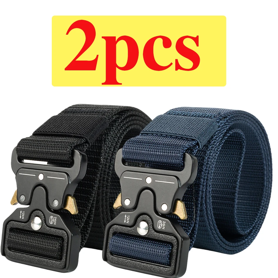 2er-Pack Herren Taktischer Gürtel, Outdoor-Sport-Trainingsgürtel mit Schnellverschluss und Symmetrischer Schnalle, Unisex Multifunktionaler Langlebiger Gürtel