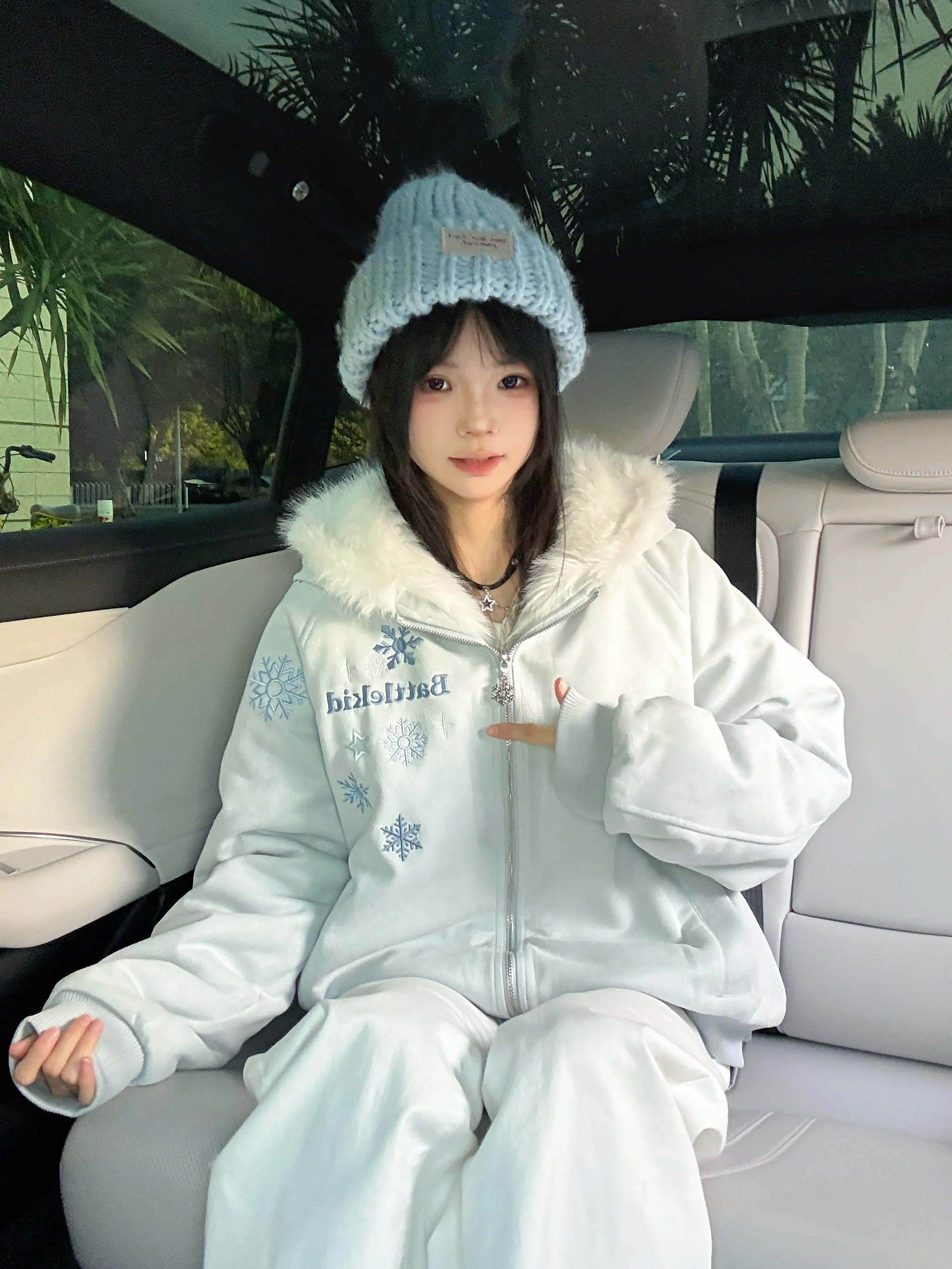 

Утепленная хлопковая куртка унисекс с капюшоном и вышивкой в стиле ретро-американских снежинок, свободного кроя, для повседневной носки, Tagkita