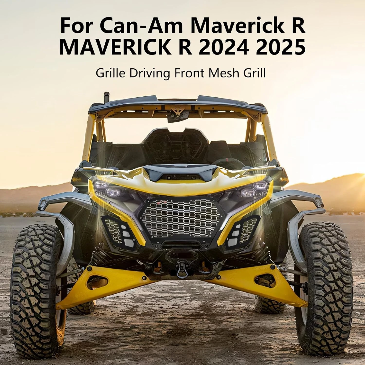 Aluminum Front Grille 3 Piece Kit for Can Am Maverick R, New Premium Billet Front Bumper Mesh Grill for CAN-AM MAVERICK R 2024+