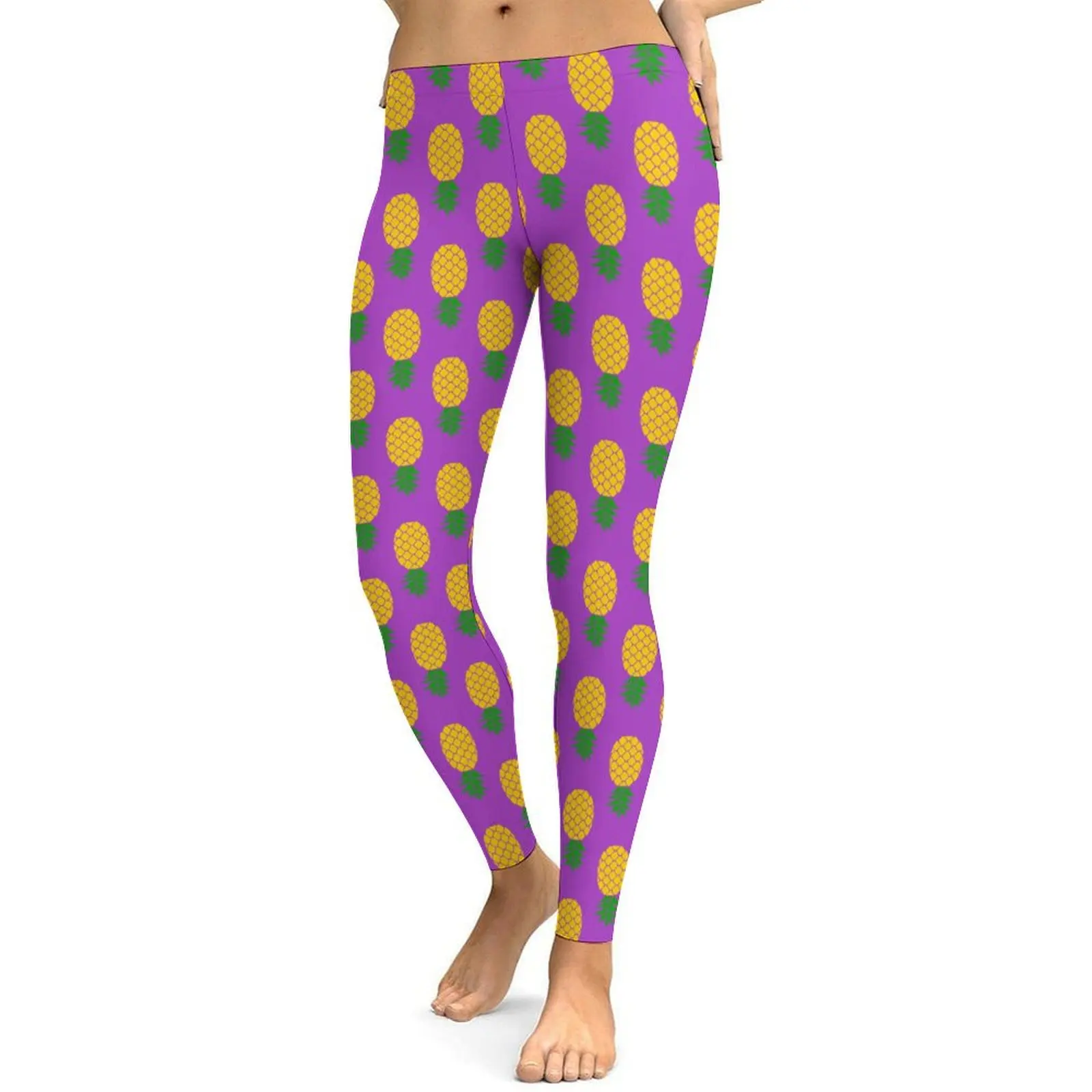 Women's Yoga Pants Upside-down Pineapple Print Essential High Waisted Legging for Workout