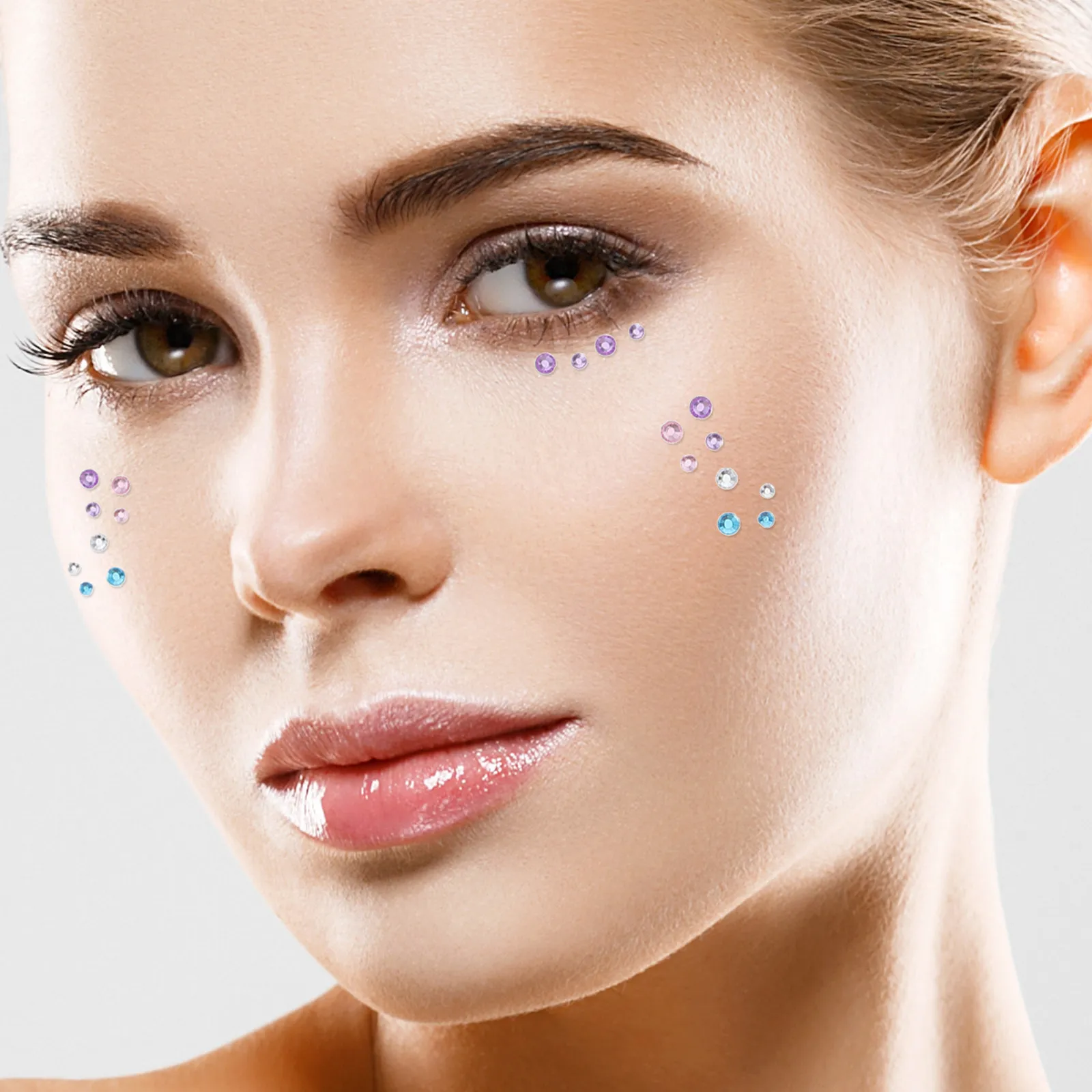 

5 Sheets Face Gems Sticker Earrings Adhesive Rhinestones for Girls Forehead Cheeks Eyes Eyebrows Festive Party Makeup Fun Easy