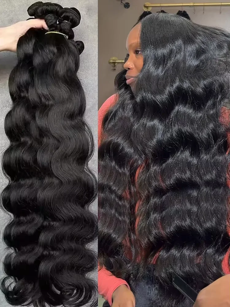 30 40 pulgadas onda del cuerpo 100% extensiones de cabello humano cabello virgen 16A paquetes de ondas de agua doble trama extensiones de cabello crudo tejido para mujeres