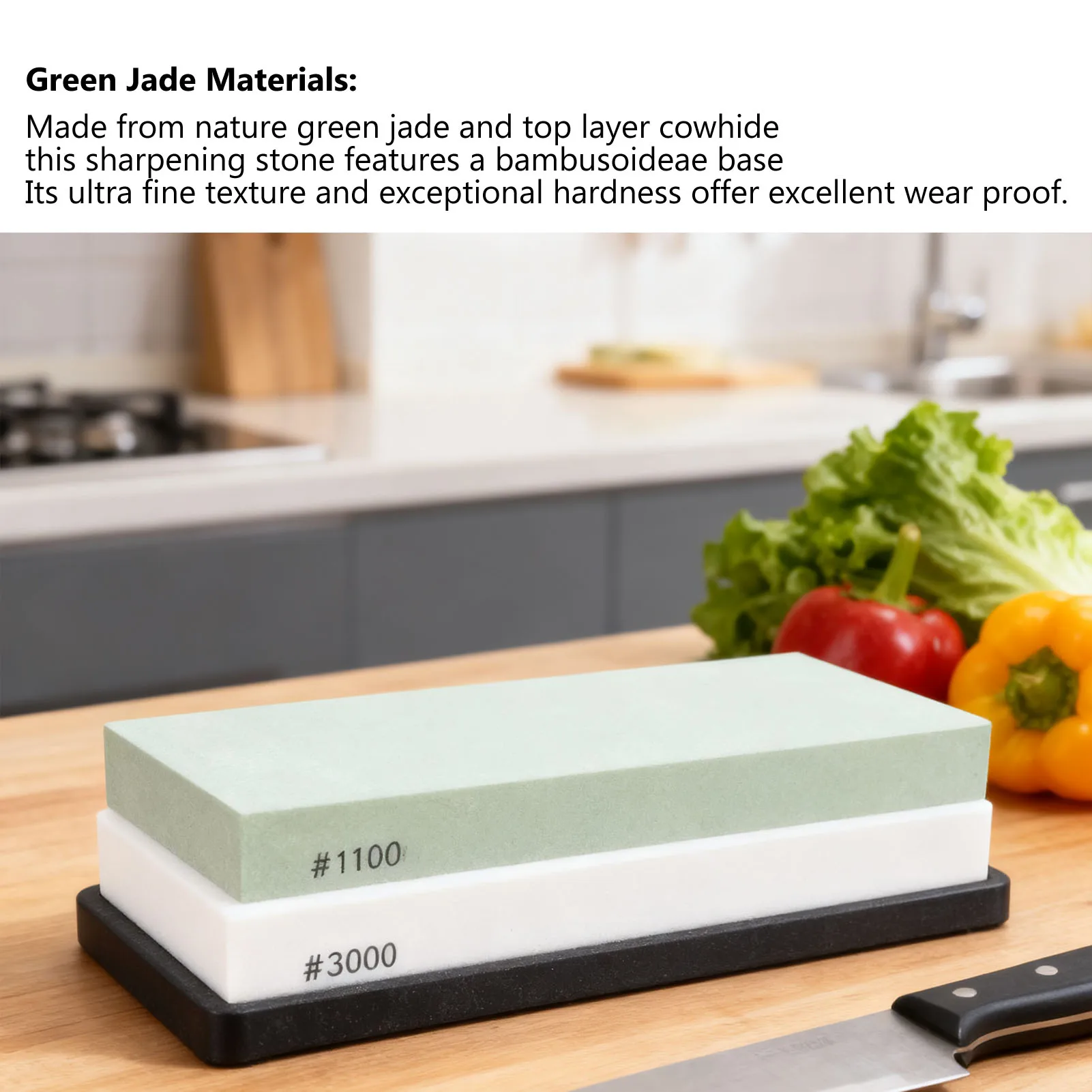 حجر شحذ مزدوج الجوانب 1000 3000 حبيبة المشحذ مع قاعدة مضادة للانزلاق لمقص الأزاميل محاور حجر شحذ أخضر وأبيض #3