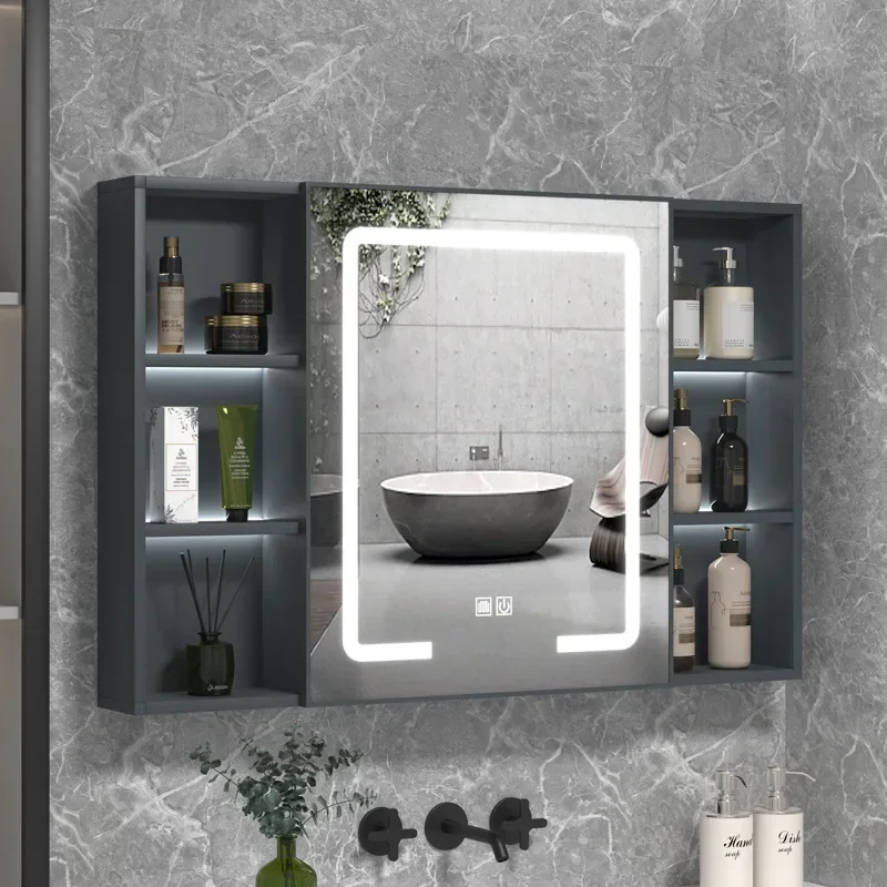 Bathroom Wall Cabinet Mirror Makeup Medicine Cabinet Wall Mounted Bathroom LED Mirror With Storage Cabinet With Vanity Mirror