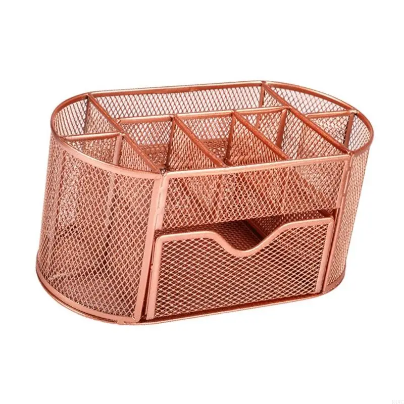 Permanent Metal Desk Tray 9 Compartment Ventilated Storage For Pencils Office School Materials 