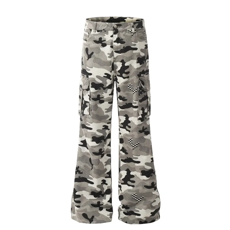 OR FL American Retro Cargo Camouflage cotton Pants Women's Trendy Brand Baggy Wei La Slacks Camouflage Cargo Trousers Women Y2k