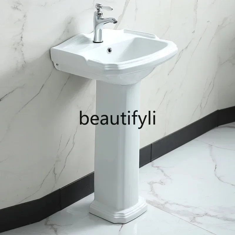 35Retro column washbasin integrated ceramic washbasin floor-to-ceiling mini balcony basin