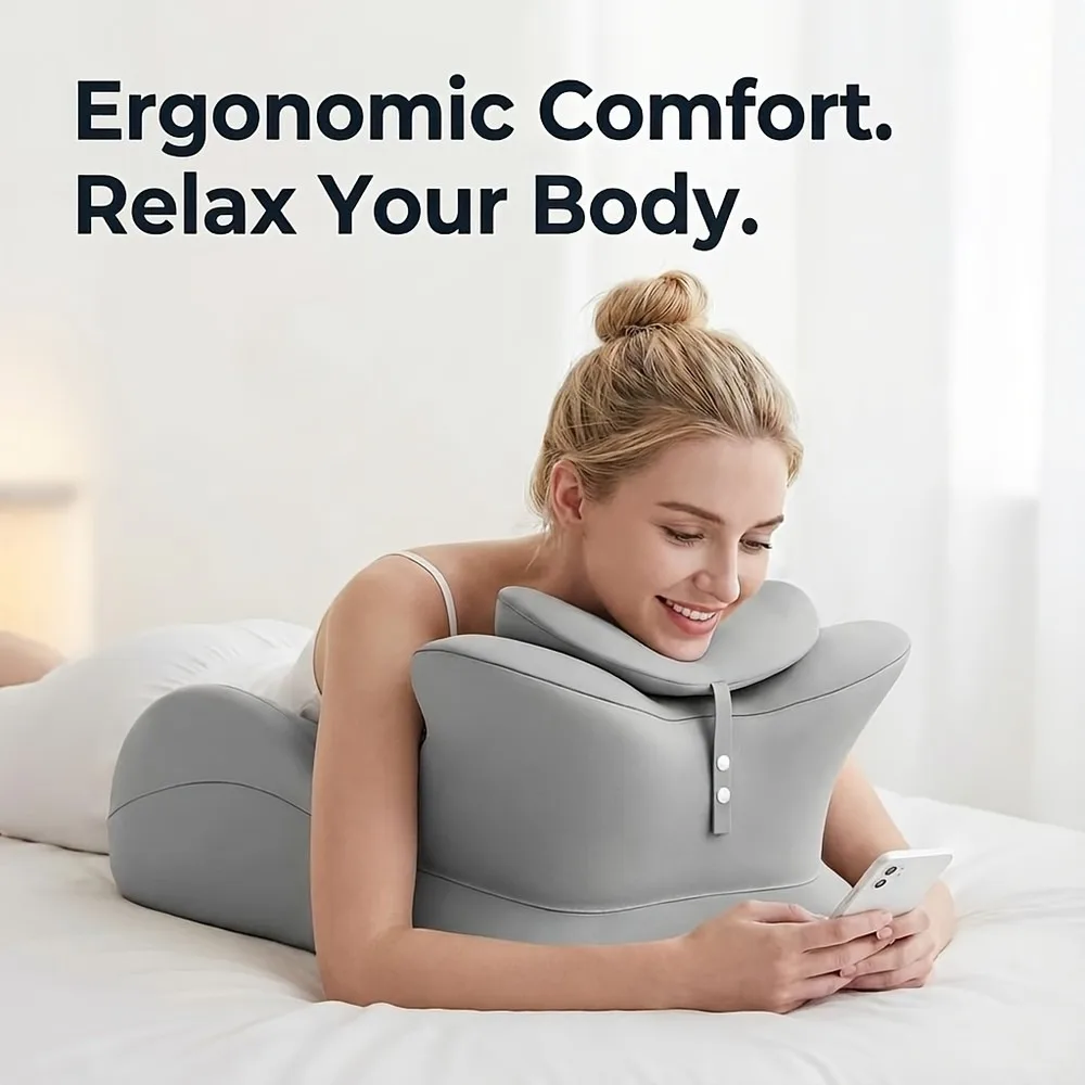 Ergonomic 3-in-1 Wedge Body Support Pillow Multi-Position Cushion for Back, Prone Chest, Leg & Knee Elevation, Soft
