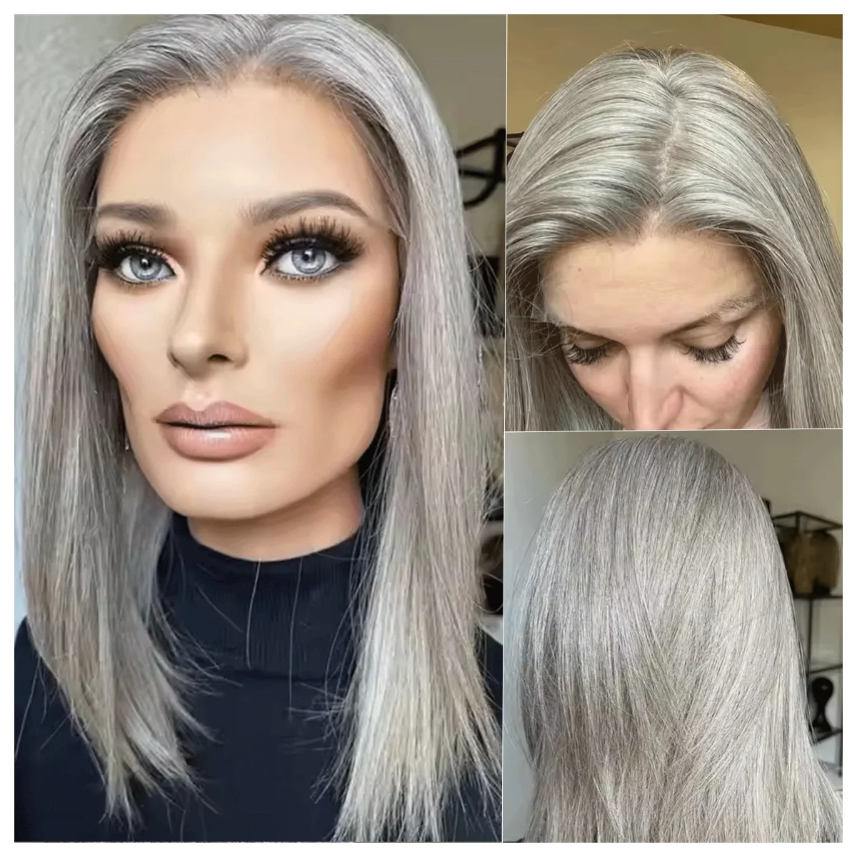 

Ash Blonde Wig For Women Shoulder Straight Sybthetic Lace Front Wig On Clearance Daily Party Cosplay Use Wig