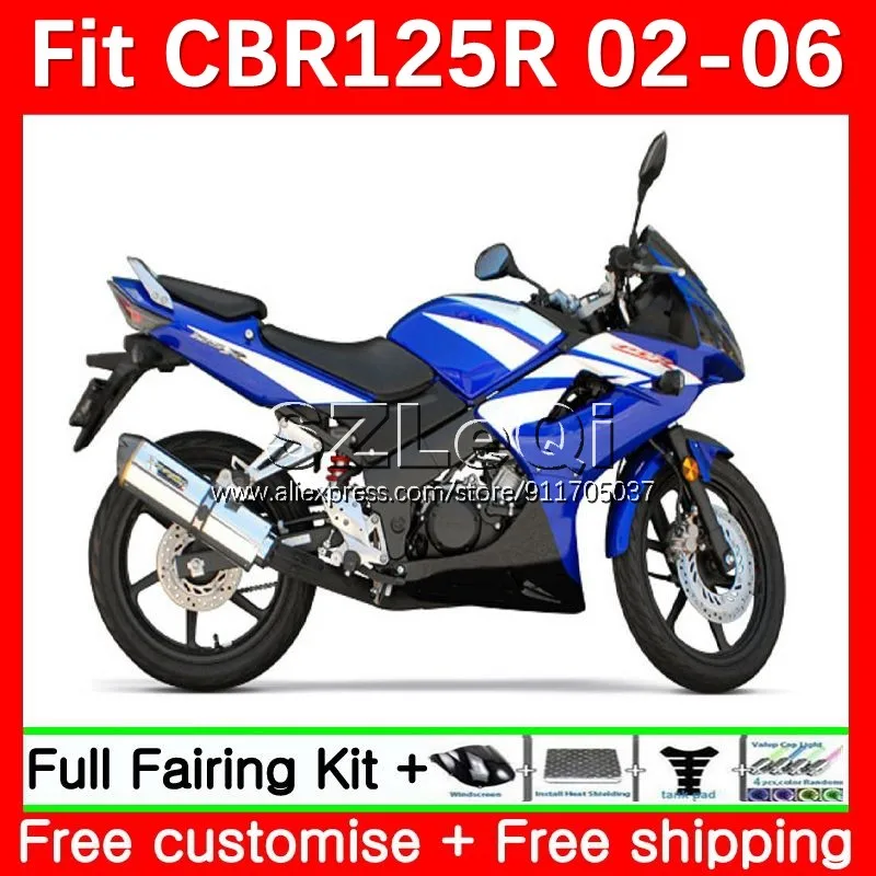 Body Kit For HONDA CBR125R CBR125RR CBR 125CC 125R White blue 02 03 04 05 06 22No.4 CBR-125R 2002 2003 2004 2005 2006 Fairing