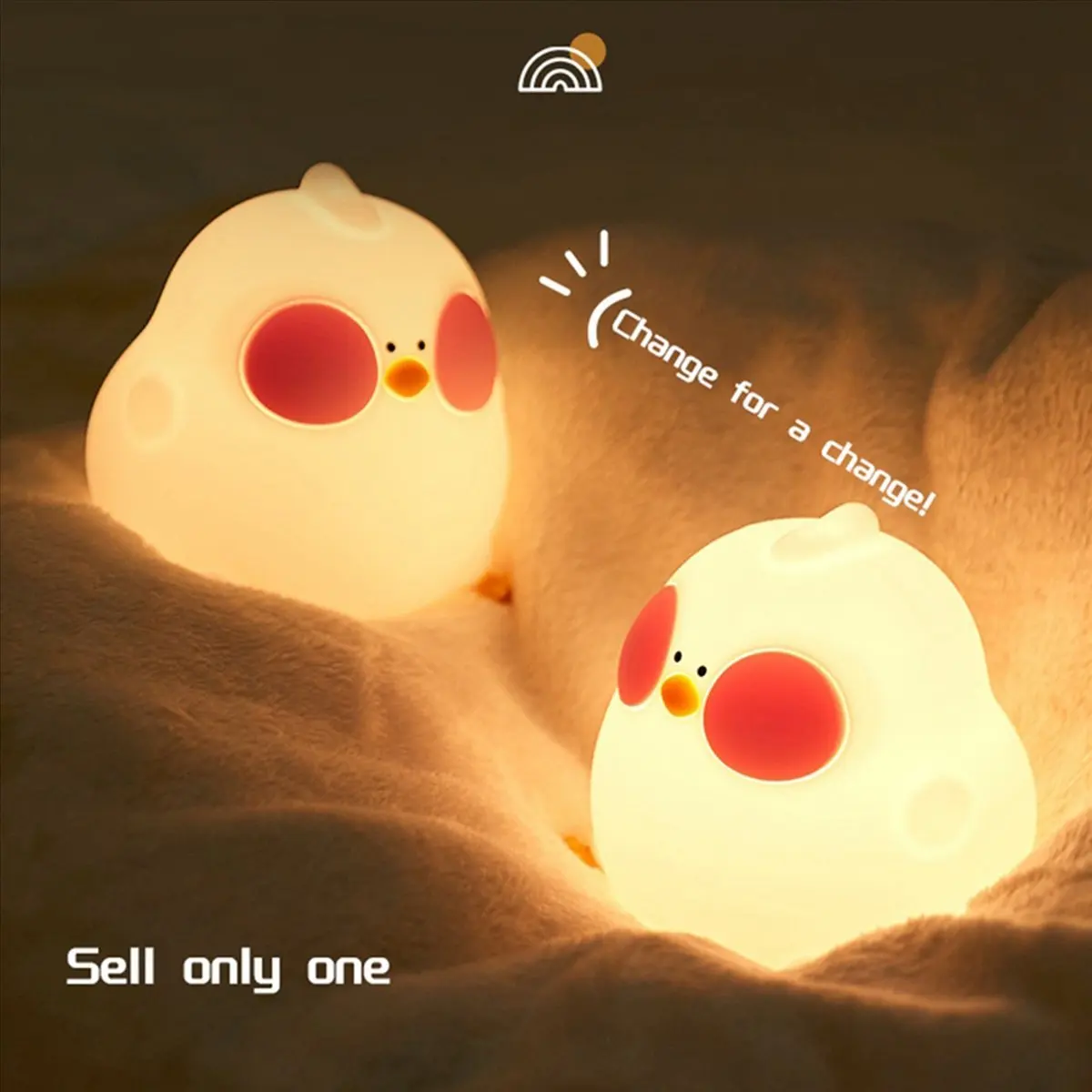 

*A99Z Cute Silicone Chick Night Light, Dimmable Touch Control Rechargeable Beside Lamp, Squishy Desk Room Decor