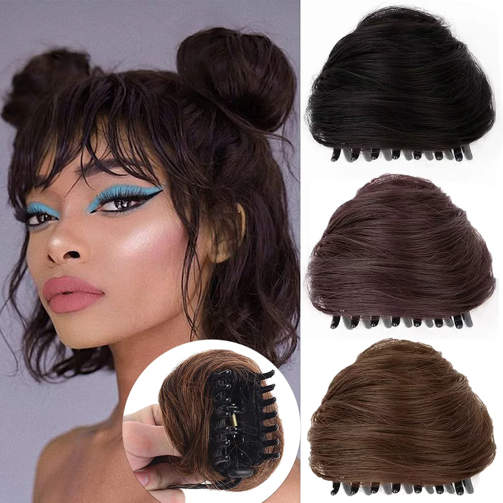 Fashion Synthetic Messy Curly Claw Hair Bun Chignon Hair Extensions Scrunchy Fake False Hair With Tail for Women Hairpieces