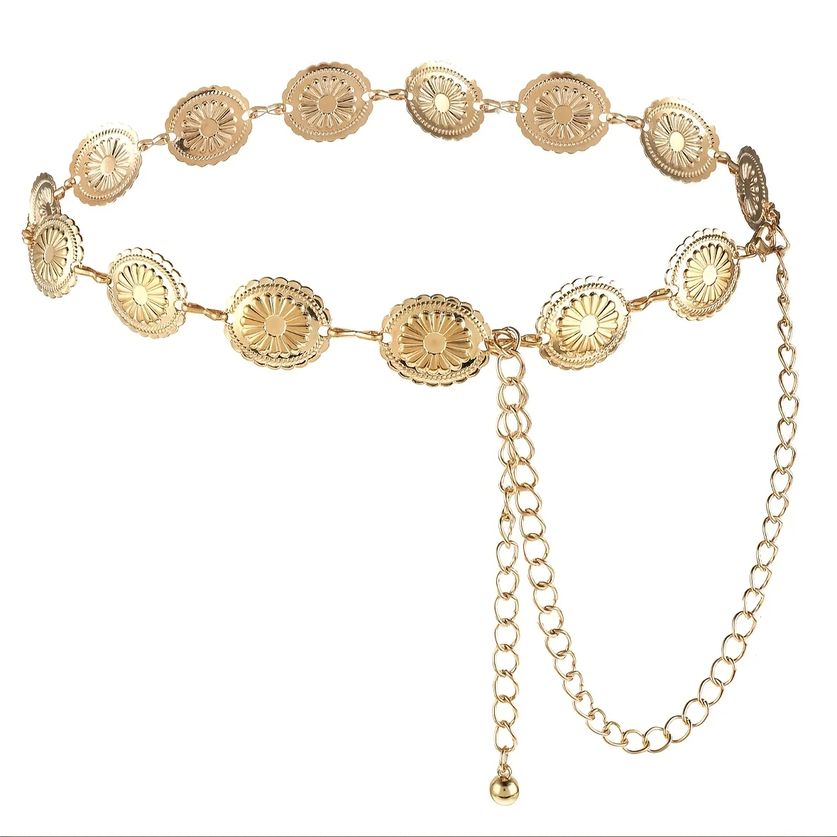 MOFOROCO – ceinture en métal bohème Vintage pour femmes, 1 pièce, chaîne de ton réglable avec frange et boucle, ceinture de robe qui seigne à la taille