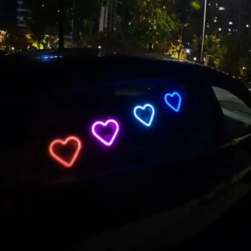 Picture 5: Solar-Powered Led Car Window Neon Lights - Heart-Shaped Rgb-Free Color-Changing Interior Wiring Free Atmosphere Light