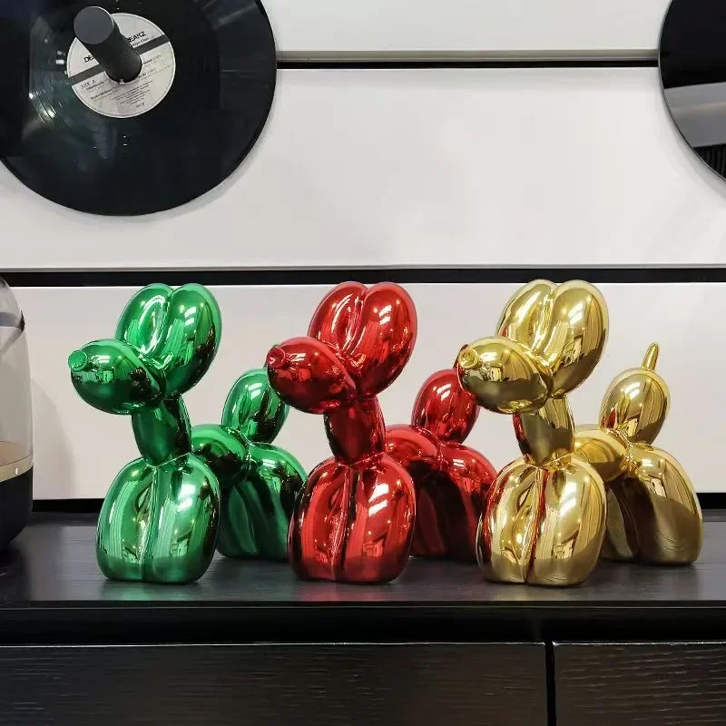 Nordic Style Electroplated Resin Balloon Dog Crafts Animal Statue Room Living Room Wine Cabinet Decor Sculptures Home Decoration